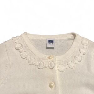 Janie & Jack White Cream Cardigan Sweater with neckline detail
